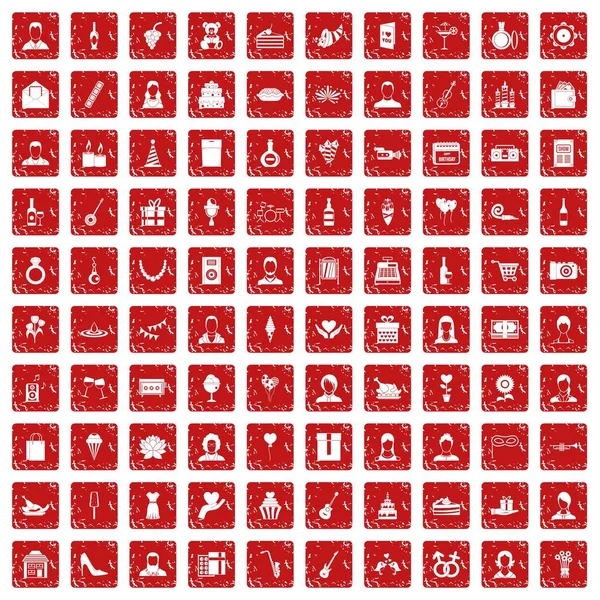100生日图标设置垃圾红色 — 图库矢量图片