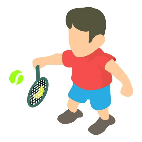 Tennisspieler-Ikone, isometrischer 3D-Stil — Stockvektor