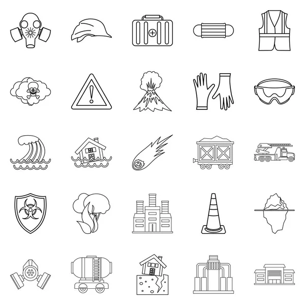 Tragic icons set, outline style — Stock Vector