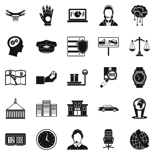 Conjunto de iconos de trabajo a tiempo completo, estilo simple — Vector de stock