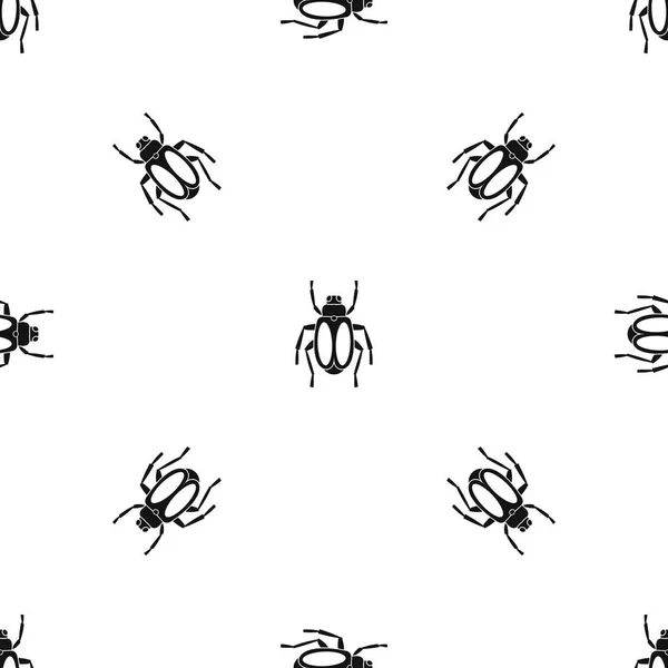 Dung motif coléoptère noir sans couture — Image vectorielle