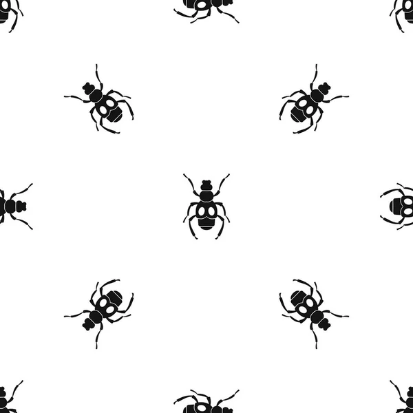 Modèle d'insecte scarabée noir sans couture — Image vectorielle