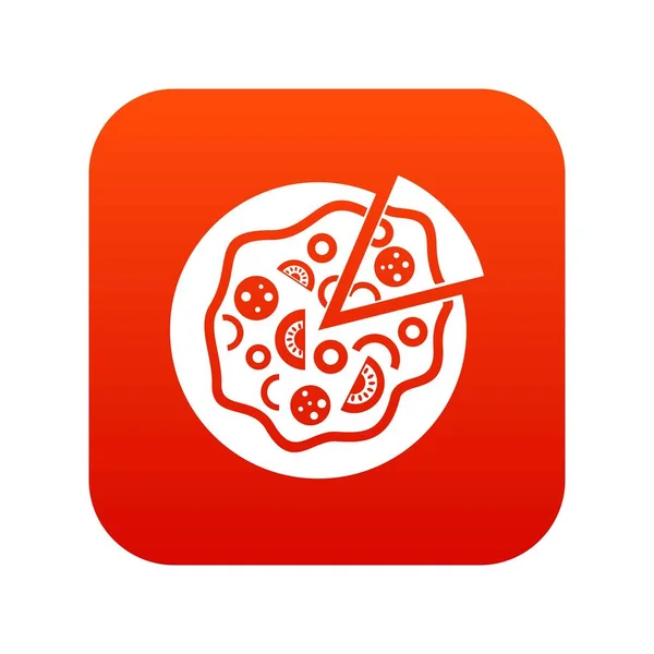 Pizza Food Ikone digital rot — Stockvektor