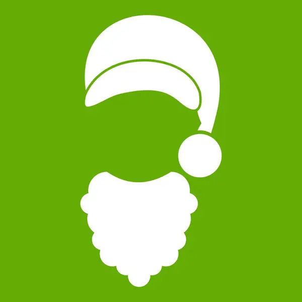Gorra con pompón de Santa Claus y barba icono verde — Archivo Imágenes Vectoriales