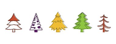 Köknar ağacı simge kümesi, renk anahat stili