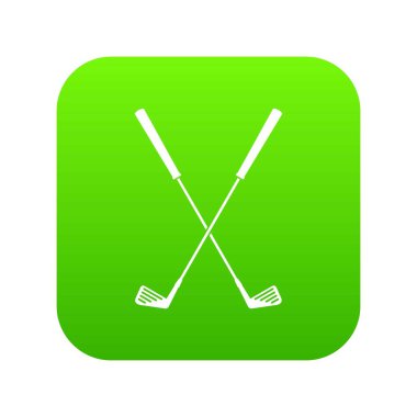 İki golf kulüpleri simgesi dijital yeşil