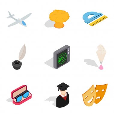 El sanatları üretim Icons set, izometrik stili