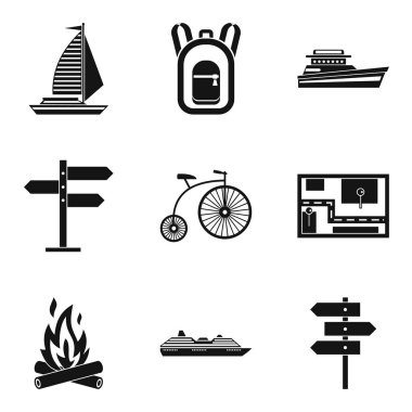 Kalkış Icons set, basit tarzı