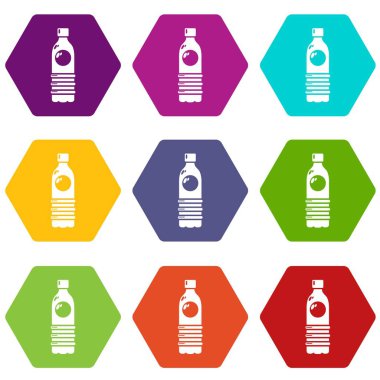 9 vektör su şişesi Icons set