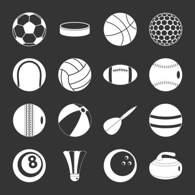 Gri vektör spor topları Icons set