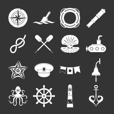 Gri vektör deniz Icons set