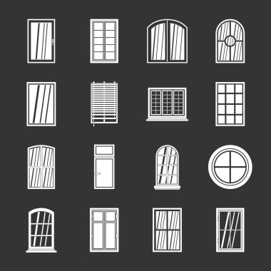 Gri vektör plastik pencere formları Icons set