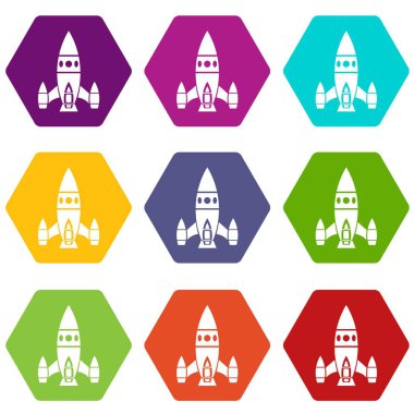 9 vektör roket gemisi Icons set
