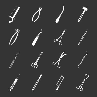 Gri vektör cerrahlar araçları Icons set