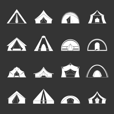 Gri vektör çadır formları Icons set