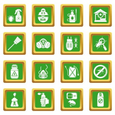 Yeşil kare vektör Pest kontrol araçları Icons set
