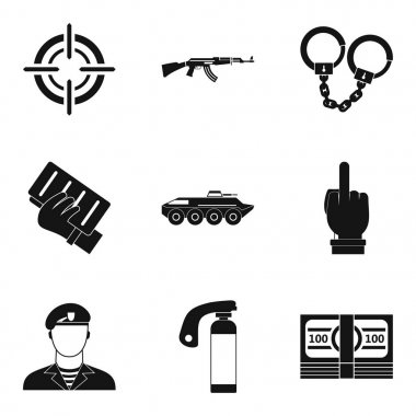 Düşmanlık Icons set, basit tarzı