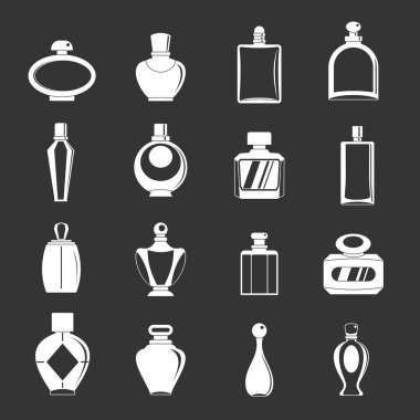 Parfüm şişeleri Icons set gri vektör