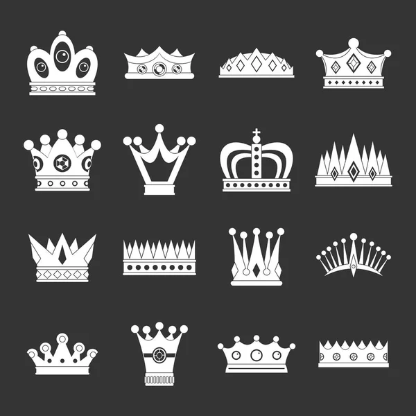 Crown icons set grey vector — Stock Vector