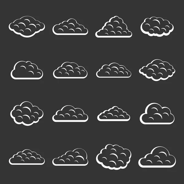 雲のアイコンは、灰色のベクトルを設定します。 — ストックベクタ
