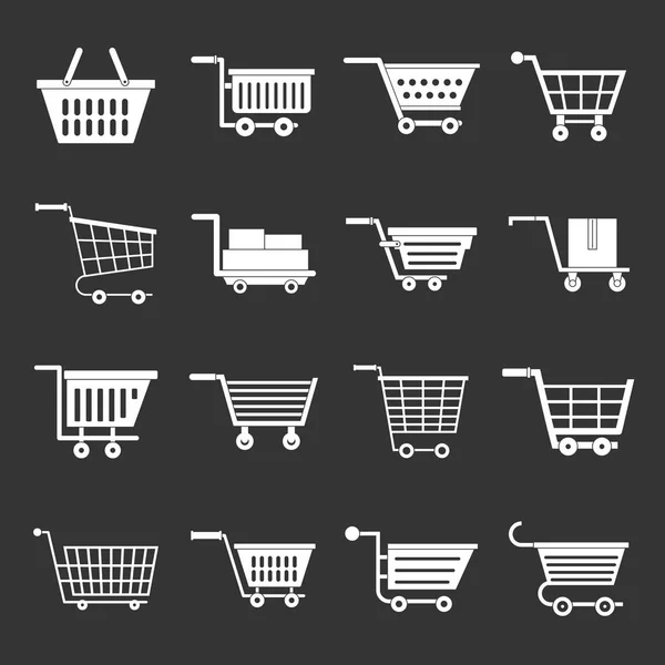 Shopping cart ikony szary wektor zestaw — Wektor stockowy