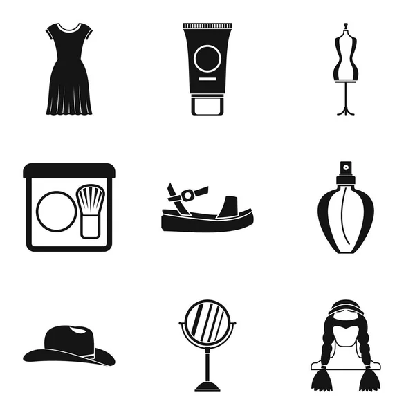 Moda şey Icons set, basit tarzı — Stok Vektör