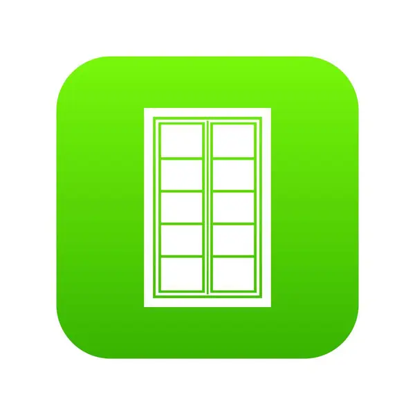 Houten latticed venster pictogram digitale groen — Stockvector