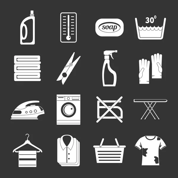 Laundry icons set grey vector — Stock Vector