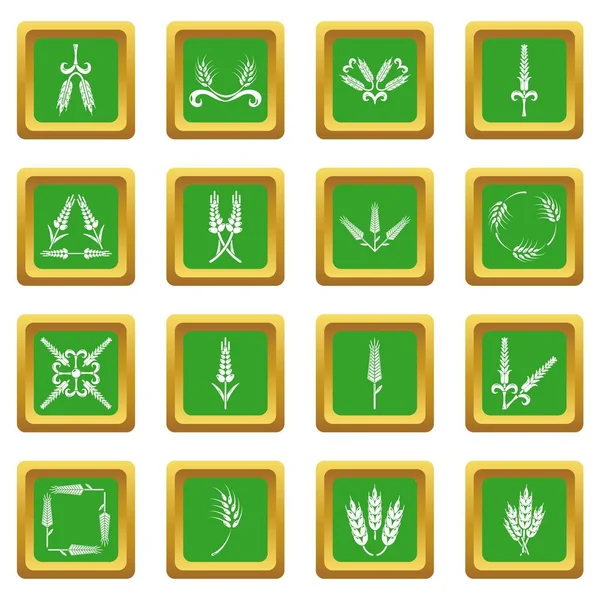 Набір значків вушної кукурудзи зелений квадратний вектор — стоковий вектор