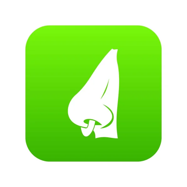 Nariz humana con piercing icono digital verde — Vector de stock