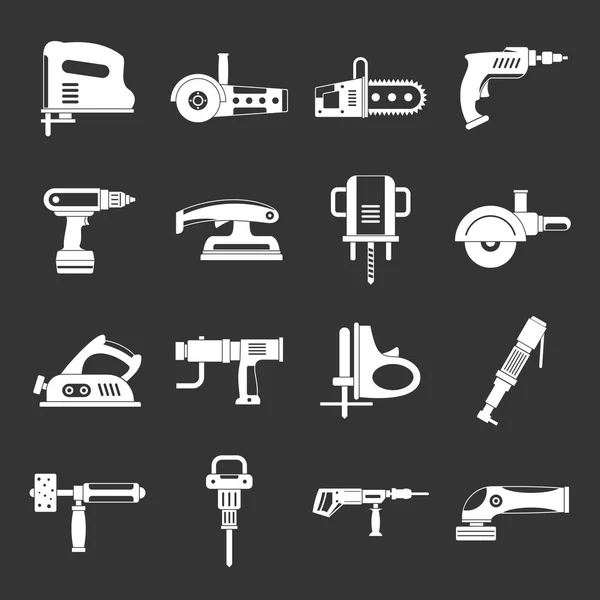 Iconos de herramientas eléctricas conjunto vector gris — Vector de stock