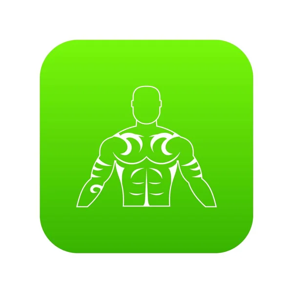 М'язистий чоловік з іконою татуювання цифровий зелений — стоковий вектор