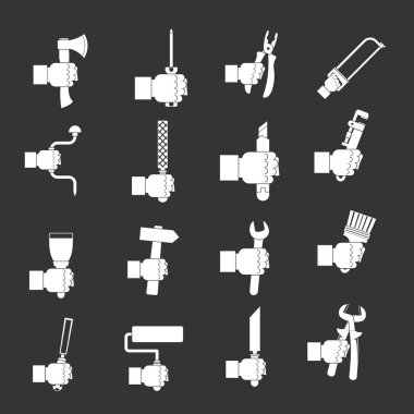 El aracı Icons set gri vektör