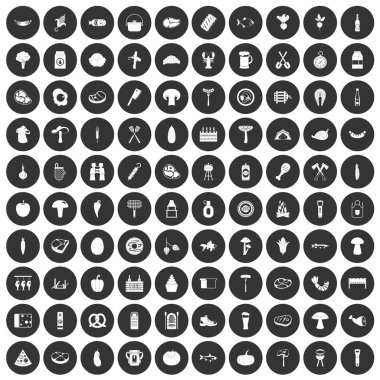 Siyah Daire 100 Barbekü Icons set