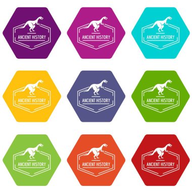 9 vektör Jurassic Icons set