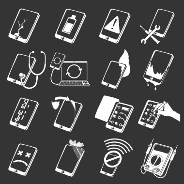 Onarım telefonları Icons set gri vektör düzeltmek
