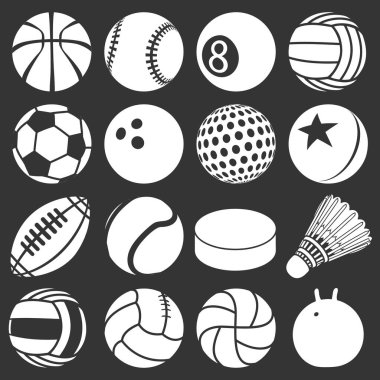 Gri vektör spor topları Icons set