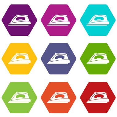 9 vektör demir Icons set