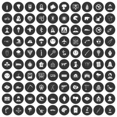 Siyah Daire 100 fobiler Icons set