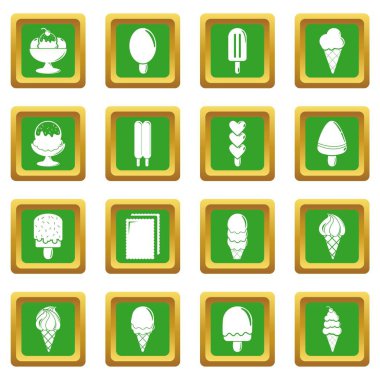 Yeşil kare vektör dondurma Icons set