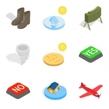 Savaş kışkırtıcısı Icons set, izometrik stili