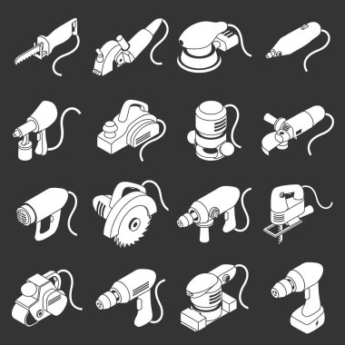 Electric tools icons set grey vector clipart
