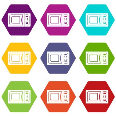 9 vektör mikrodalga Icons set