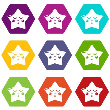 9 vektör yıldız kutsal kişilerin resmi uyku ayarla