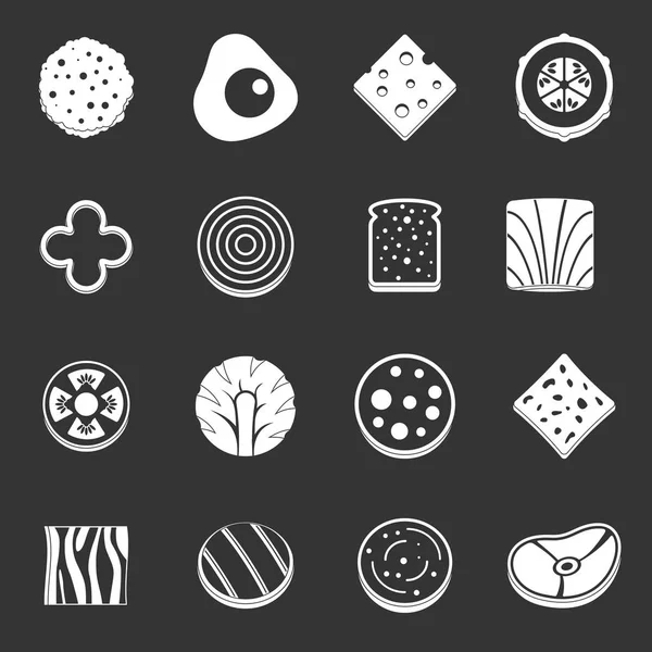 Coupe ingrédients alimentaires icônes ensemble vecteur gris — Image vectorielle