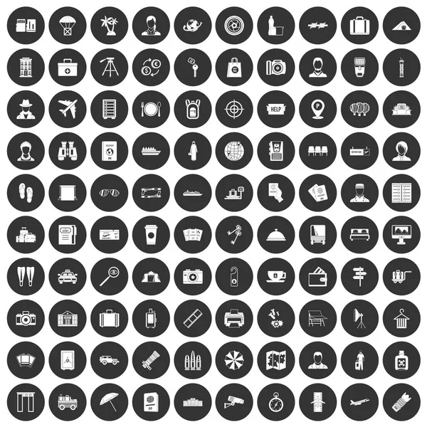 100 pas ikony nastavit černý kruh — Stockový vektor