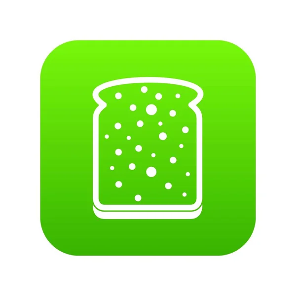 Rebanada de pan blanco icono digital verde — Vector de stock