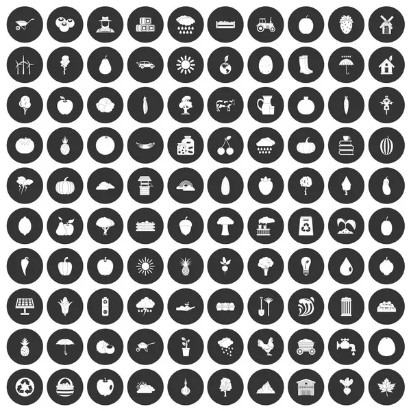 100 produktivnosti ikony nastavit černý kruh — Stockový vektor
