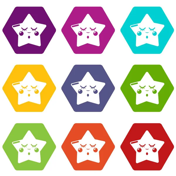 Sleeping star icons set 9 vector — Stock Vector