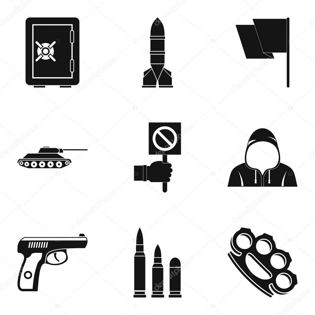 Insurrection icons set, simple style